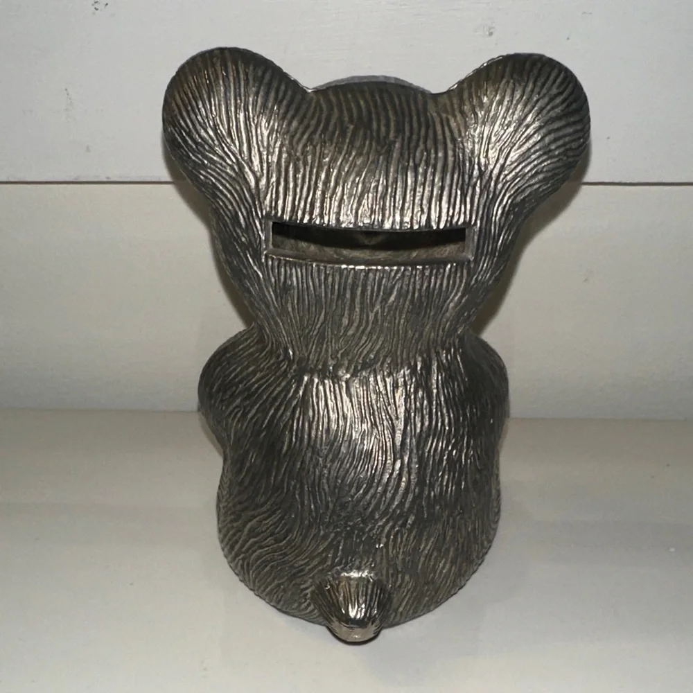 🐻🤎Vintage Metallic Bear Mom & Baby Figurine Decorative Bank 🐻 Beartastic!! 🤎